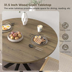 Vantic 31.5" Small Round Dining Table for 2-4, Round Kitchen Table for Small Spaces, Farmhouse Circle Dining Room Table for Kitchen and Living Room, Natural Oak