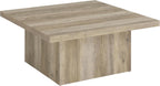Coaster Home Furnishings - Devar - Wood - Square Coffee Table with Plinth Base, Geometric Design and Transitional Style - Living Room - Distressed Pine - 710878