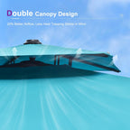 PURPLE LEAF 10' X 13' Outdoor Cantilever Umbrella Large Patio Hanging Double Top Rectangle Tilting Offset Umbrella with 360-degree Rotation for Outdoor Patio Pool Deck Turquoise Blue