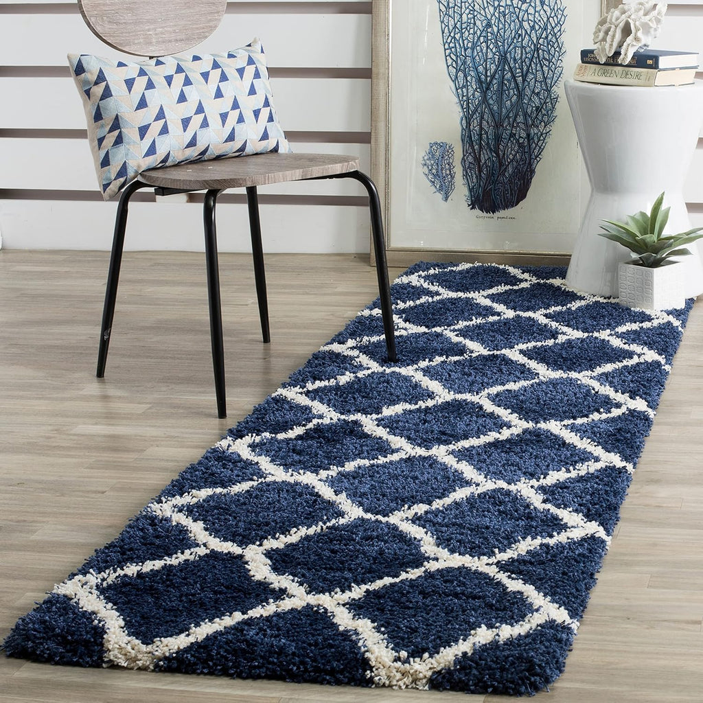 SAFAVIEH Hudson Shag Collection Area Rug - 9' x 12', Beige & Ivory, Moroccan Trellis Design, Non-Shedding & Easy Care, 2-inch Thick Ideal for High Traffic Areas in Living Room, Bedroom (SGH283S)
