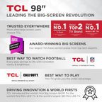 TCL 98-Inch Q65 QLED 4K UHD Smart TV with Google TV (98Q651G  2024 Model) Dolby Vision  Dolby Atmos  HDR Pro+  Game Accelerator Enhanced Gaming  Voice Remote  Works with Alexa  Streaming Television