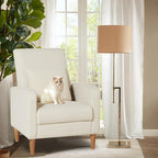 COLAMY Sherpa Upholstered Accent Chair Armchair with Pillow, Fabric Reading Living Room Side Chair,Single Sofa with Lounge Seat and Wood Legs, Cream