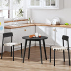 HOOBRO Bamboo Dining Table, Round Dining Table for 2, 27.5" Kitchen Table for Small Space, Writing Table, Easy to Assemble, for Dining Room, Living Room, Office, Kitchen, Apartment, Black BK71CZ01G1