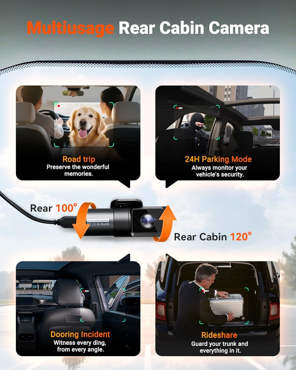 Vantrue N5S 4 Channel 360 Degree 2.7K Dash Cam  4CH STARVIS 2 Night Vision  2.7K+1080P*2+1440P Front Rear Inside Dashcam  24/7 Buffered Parking Mode  WiFi  Voice Control  Dual GPS  Support 1TB Max