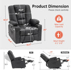 MCombo Power Lift Recliner Chair for Elderly, Lift Chair with Heat and Massage, USB Ports, Cup Holders, Faux Leather 7519 (Medium, Dark Grey)