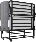 75''x46'' Folding Bed with Mattress for Adults, Large Size Roll Away Bed for Guest, Portable Folded Mattress