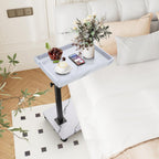 C Table End Table Adjustable Height, 360°Swivel TV Tray Table for Small Spaces, Couch Tables That slide under, C Shaped Side Tables living room and bedroom for Sofa, Bed,Chair, Snack (1, White)