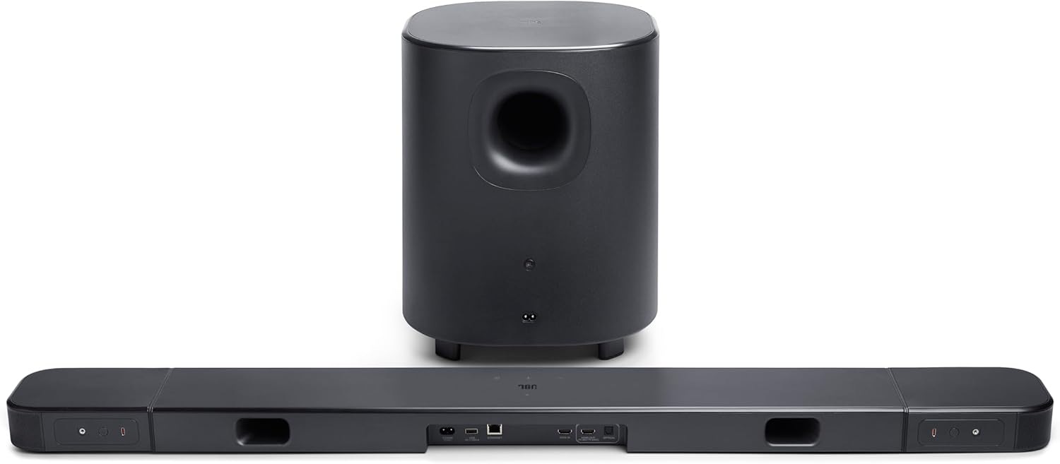 JBL Bar 700MK2-7.1 Channel soundbar System with Detachable Speakers and Dolby Atmos  780W max Output Power and a 10" Wireless subwoofer  Works with Voice Assistant-Enabled Speakers (Black)