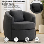 Swivel Barrel Chairs  .32 Inches Wide No Assembly Round Upholstered Armchairs Accent Chairs Single Sofa Chair for Living Room (Dark Grey, Set of 2)