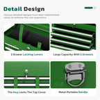 Greenvelly Tool Chest, 5-Drawer Rolling Tool Chest with Hooks and Lockable Wheels, Detachable Top Tool Box, Toolbox with Wheels, Rolling Tool Box for Mechanics Garage Workshop and Tool Room (Green)