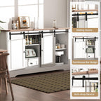 Farmhouse TV Stand for 60 Inch TV, 30" Tall Entertainment Center with 2 Drawers & Sliding Barn Door, Rustic Media Console with Storage Shelves, 55" Wood Television Stand for Living Room, White