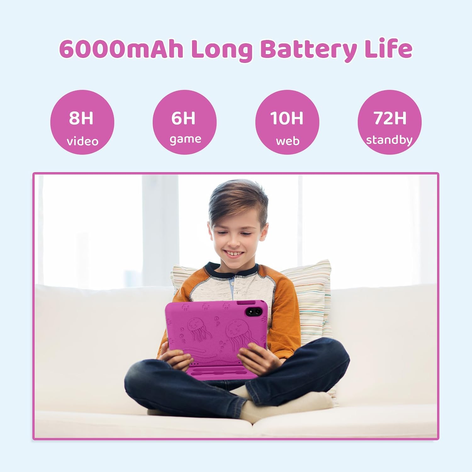 COLORROOM 2026 Upgraded Android 15 Tablet, 10inch Kids Tablet, Octa-core CPU, 10GB+64GB+1TB Expand Tablets for Kids with Kids Space, Parental Control, 6000mAh Big Battery,Touchscreen Tableta,Pink