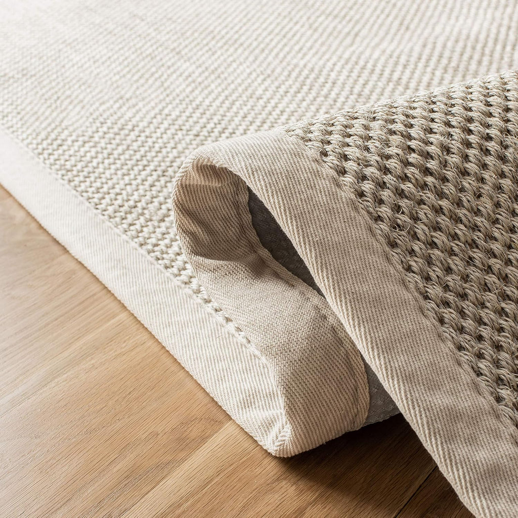 SAFAVIEH Area Rug 9' Square - Natural Fiber Collection - Marble & Beige, Sisal, Woven Design with Border (NF143C)
