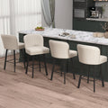 Swivel Counter Height Bar Stools Set of 4, 26'' Modern Barstools with Backs and Metal Legs, Upholstered Bar Chairs, Beige, Fabric Stools for Kitchen Island Chairs