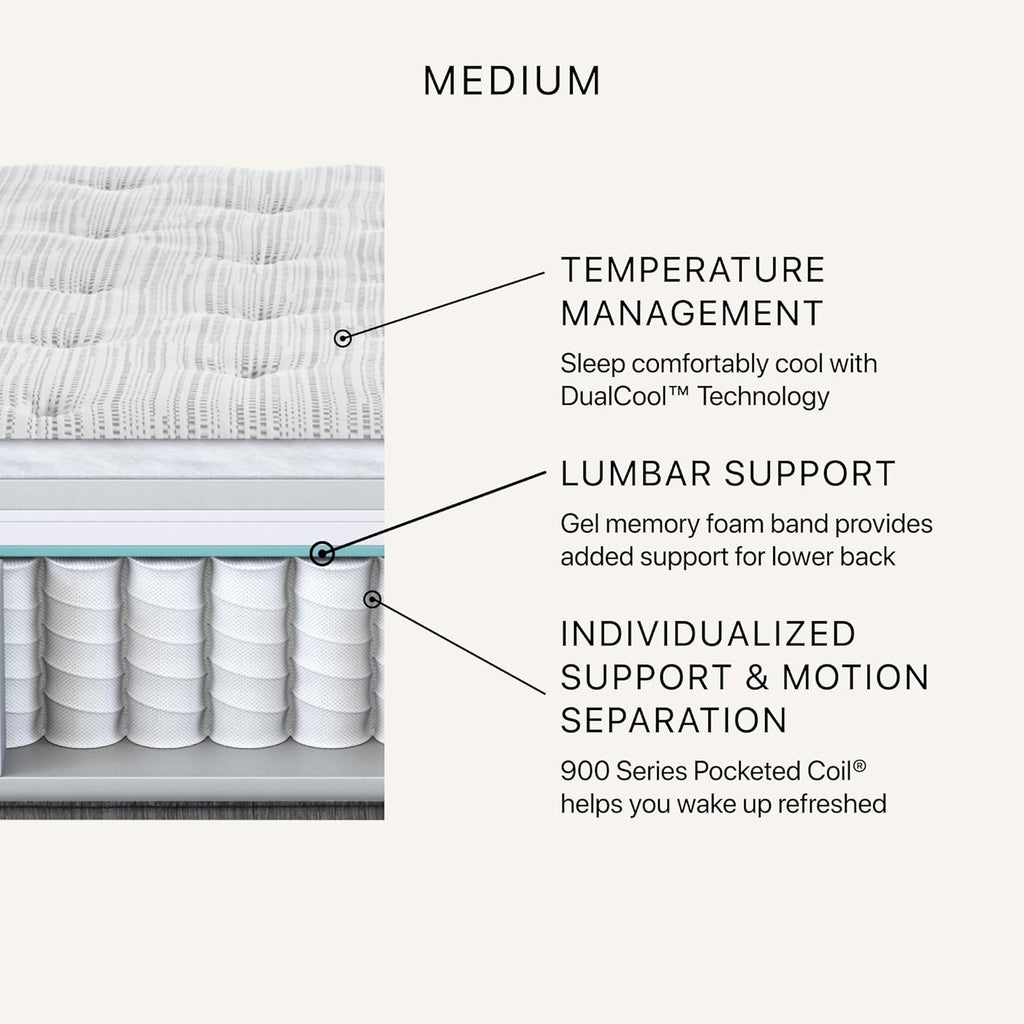 Beautyrest Silver BRS900 12.25” Medium Twin XL Mattress, Cooling Technology, Supportive, CertiPUR-US, 100-Night Sleep Trial, 10-Year Limited Warranty White