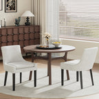 Dining Chairs Set of 4, Upholstered Corduroy Dining Room Chair with Wood Legs, Mid-Back Padded Kitchen Side Chairs for Dining Room, Beige