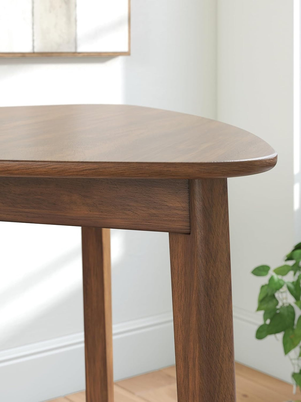 Signature Design By Ashley Lyncott Casual Triangle Dining Room Table, Mid-Century Modern, Seats 3, Rounded Corners, Wood, 35.25" W x 33.5" D x 30" H, Brown