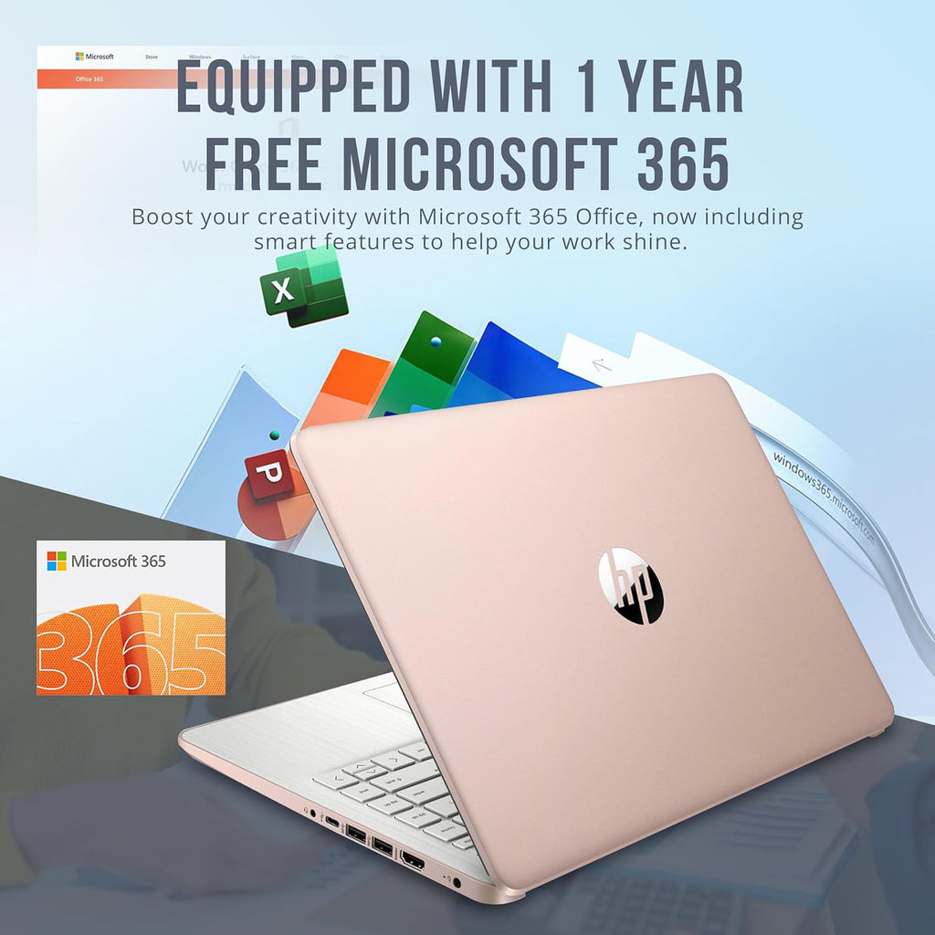HP Stream 14" HD BrightView Laptop  Intel Processor N150  8GB RAM  128GB eMMC  Intel UHD Graphics  720p Camera  Wi-Fi  1 Year Office 365  Win 11 S  Gold