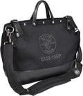 Klein Tools 510216SPBLK Tool Bag, Large 16-Inch Deluxe Canvas Tool Bag and Organizer with 13 Pockets and Shoulder Strap, Black