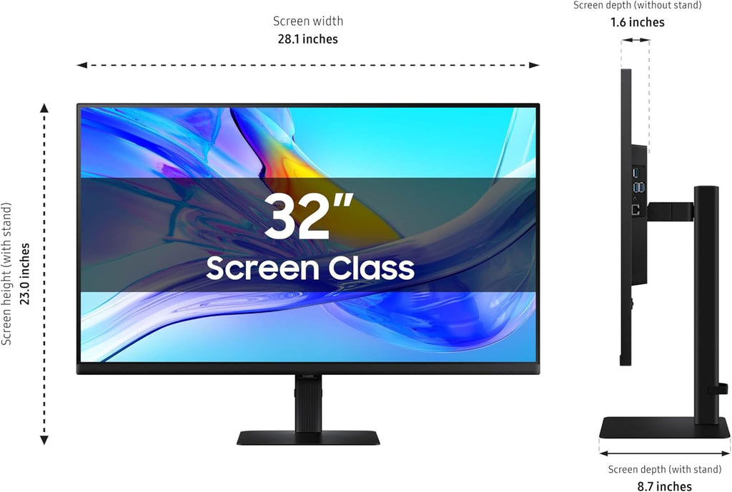 Samsung 32” ViewFinity S8 (S80UD) 4K UHD IPS HDR10 High Resolution Monitor  USB-C  Built-in Speakers  Ergonomic Stand  Built-in KVM Switch  Intelligent Eye Care  LS32D808UBNXGO  2025