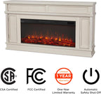 Real Flame Torrey 60” Electric Fireplace TV Stand for TVs up to 60 inches, Entertainment Center with Adjustable Shelves and Hidden Storage, TV Stand for Living Room and Bedroom, Bone White