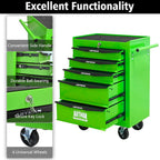 5 Drawers Tool Cart on Wheels, Multifunctional Rolling Tool Chest, Drawers Mobile Trolley Organizer Heavy Duty Tools Box with Locking Wheels & Ball Bearing Drawers (Green, 5 Drawers)