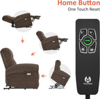 MCombo Dual Motor Power Lift Recliner Chair with Massage and Heat for Elderly, USB Ports, Lay Flat, Fabric 7666 (Dark Brown)