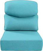 Luxury 24x24x6 Inch Smile Outdoor Cushions - 1 Set Deep Seat Water-Resistant Patio Furniture Replacement Cushion for Wicker Wood Metal Chair Glider Rocker Loveseat Sofa - Turquoise