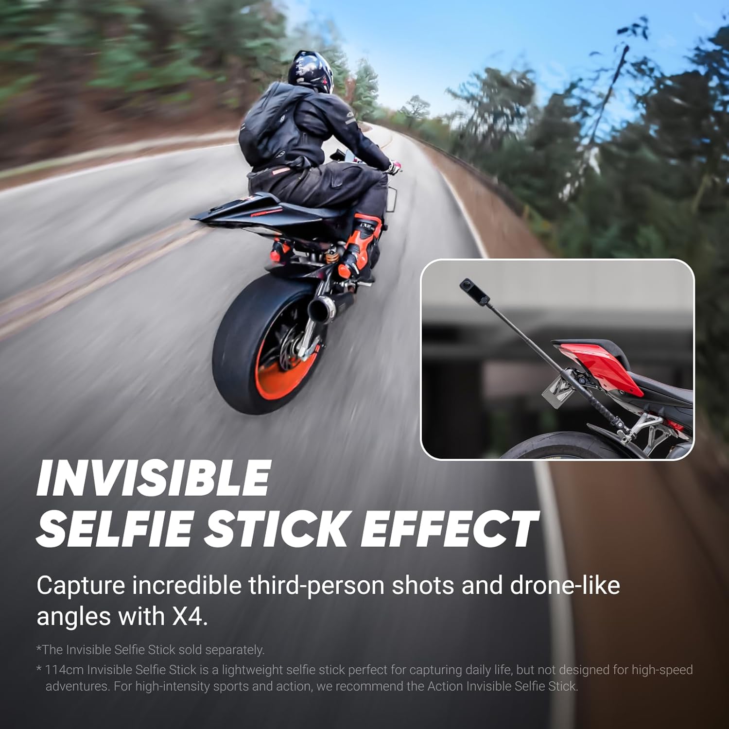 Insta360 X4 Bike Bundle - 8K Waterproof 360 Action Camera  4K Wide-Angle Video  Invisible Selfie Stick Effect  Removable Lens Guards  135 Min Battery Life  AI Editing  Stabilization  for Sports