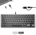 Macally Wired Keyboard for Mac with USB Hub (2X USBC / 1x USBA) - Compatible Small Apple Keyboard with 2 in 1 USB Plug - for MacBook Pro/Air, Mac mini, iMac