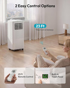 EUHOMY Portable Air Conditioners 10,000 BTU, 4-in-1 Air Conditioner Portable Up to 450 Sq.Ft. with Cool, Fan, Dehumidifier, Sleep, Portable AC Unit with LED Remote & 24H Timer, Installation Kits