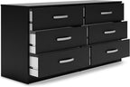 Signature Design by Ashley Finch Modern 6 Drawer Dresser with Ball-bearing Construction and Safety Stop, Black