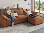 EASE MOOSE Brown Sectional Modular Sofa,Comfty U Shape Sectional FSC Certified Modern Deep Seat Couch,Brown Modular Cloud Couch,Removable and Washable