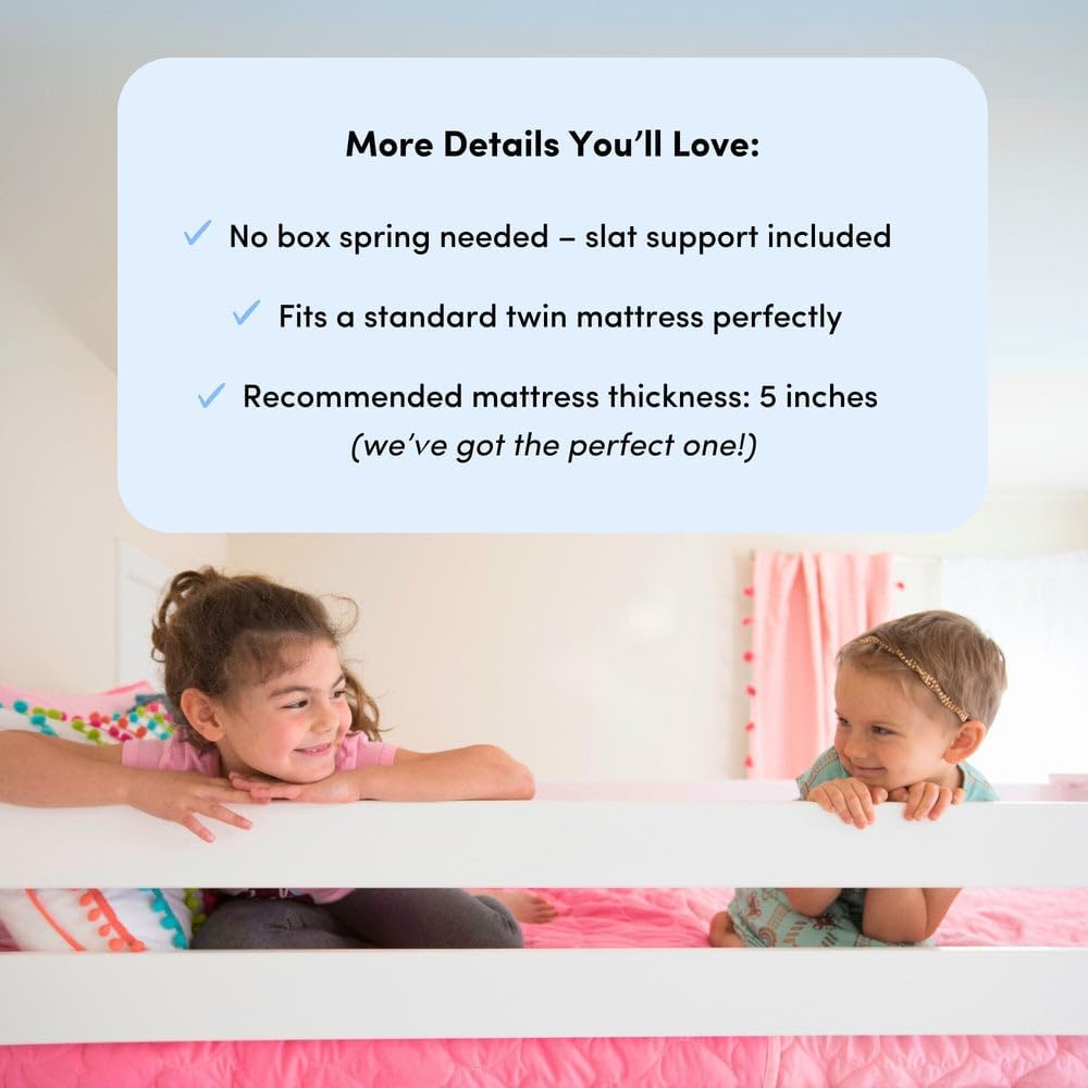 Max & Lily Bunk Bed Twin over Twin, Solid Wood Bunk Bed Frame with Ladder for Kids, 14" Safety Guardrails, Easy Assembly, No Box Spring Needed, Natural
