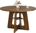 GRUSIGN Round Dining Table for 4-6, 47" Kitchen Table for Dining Room, Circle Farmhouse Kitchen Table, Wood Dinner Table for Kitchen, Living Room, Apartment