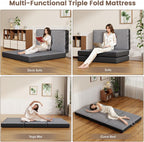 Vamcheer Tri Folding Mattress Full Size - 6 Inch Foldable Mattress for Travel/RV/Camping/Guest Room/Yoga, 73"x52"x6" Tri-fold Memory Foam Cushion with Washable Cover