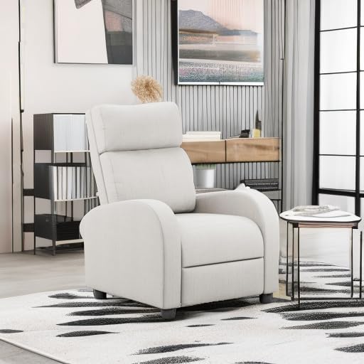 Homall Recliner Chair, Recliner Sofa for Adults, Recliners Home Theater Seating with Lumbar Support, Reclining Sofa Chair for Living Room (Fabric, Beige)
