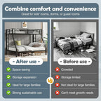 Bellemave Metal Twin XL Over Queen Bunk Bed for Adults/Kids,Heavy Duty Adults Bunk Beds with Guardrail & Ladders,Queen Size Bunk Beds for Teens,Black