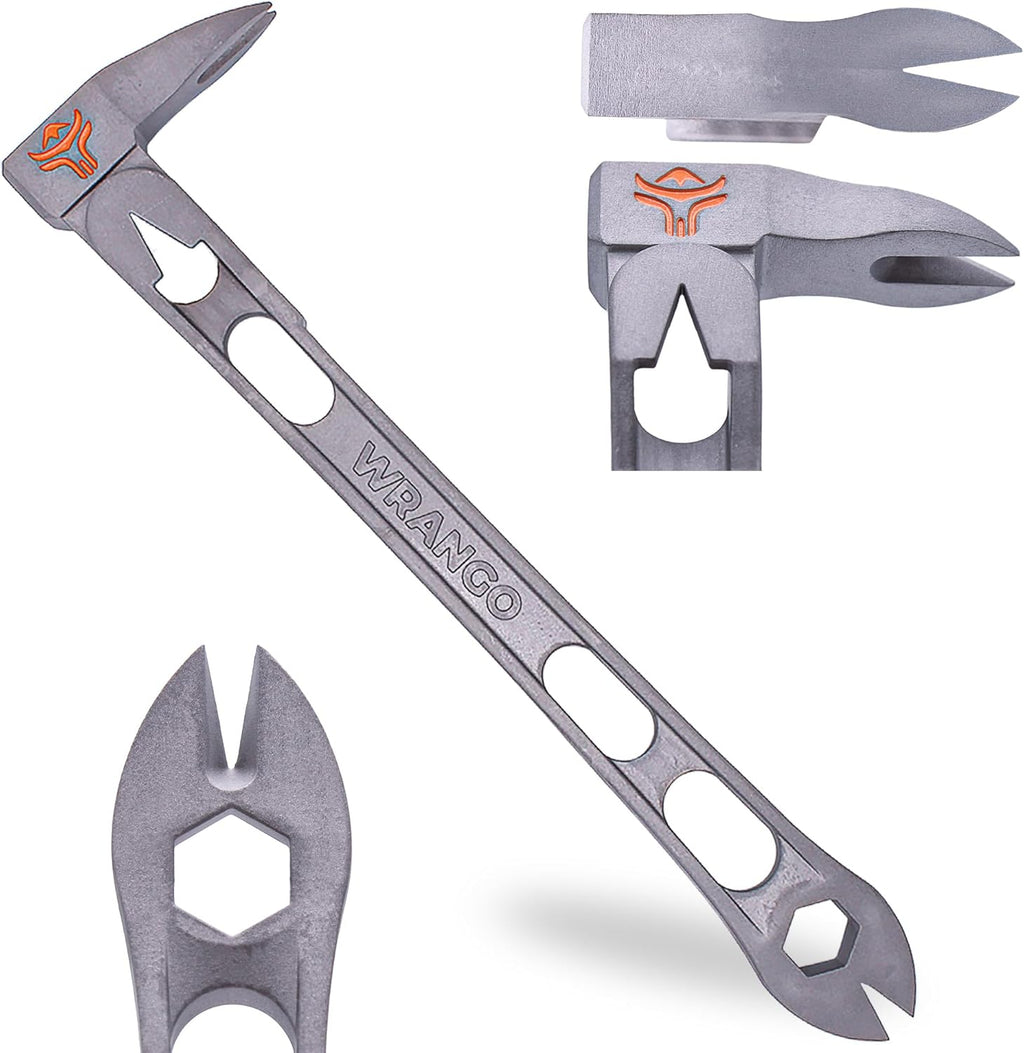 Wrango Tools 9.5" Titanium Nail Puller Cats Paw Pry Bar - 45% Lighter Than Steel - Side Nail Puller - 13mm Bolt Remover - Professional Contractor Grade - 5% Donated To Help Farmers