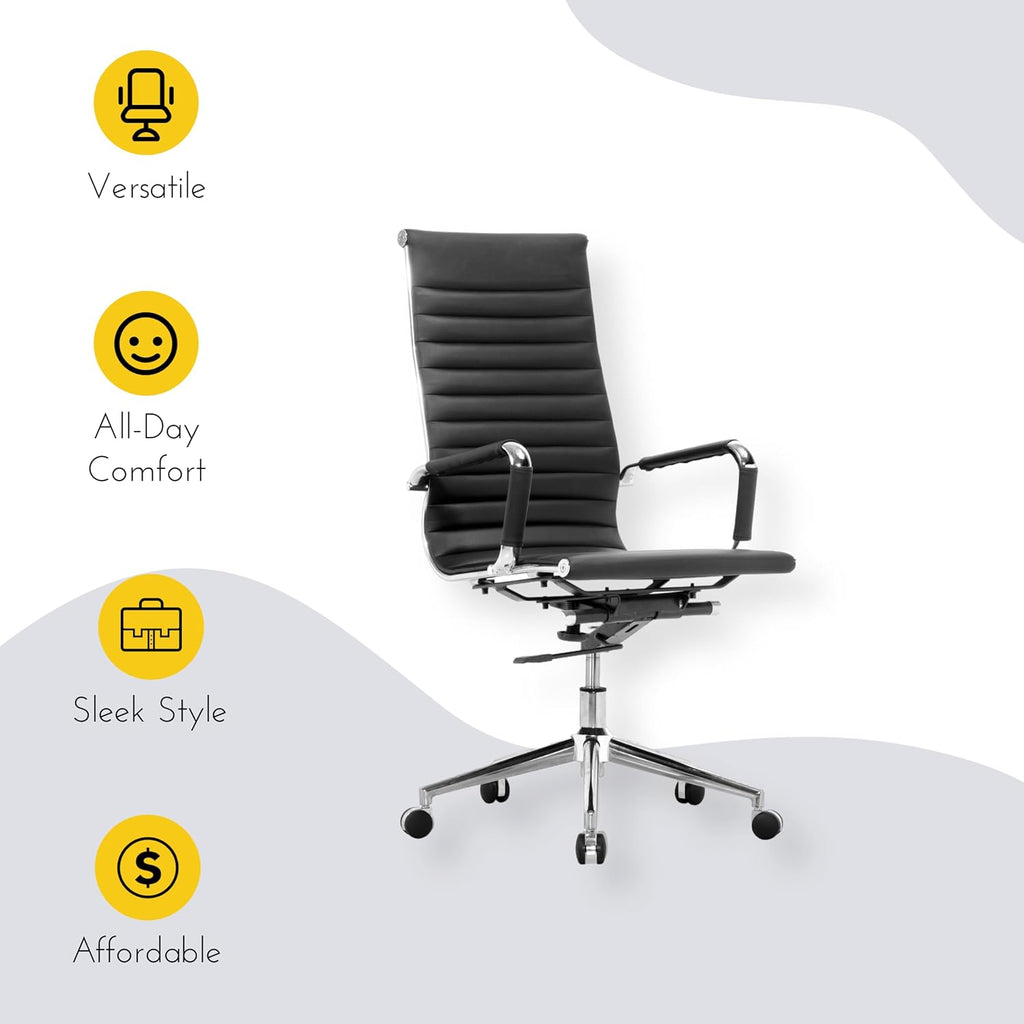 SUNLINE Pack of 2 Ergonomic Office Chair, Mesh Back Desk Chair Comfy Adjustable Height, Armrests, and Rolling Wheels, Modern Black Design for Work, Conference and Home Office Desk Chairs