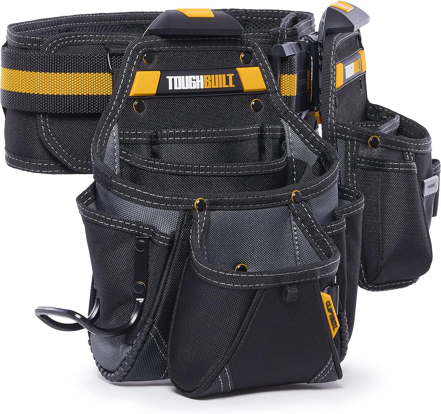 ToughBuilt ClipTech Series – 3-Piece Handyman Tool Belt Set, Modular ClipTech™ System with 2 Rugged Pouches & Heavy-Duty Padded Belt, 1680D Reinforced Construction (TB-CT-111-CP)