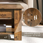 Yaheetech Coffee Table, 47.5in Lift top Coffee Table with Hidden Compartment and Storage Shelf, Lift Tabletop Dining Table for Living Room Reception Room, Rustic Brown