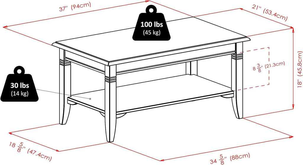 Winsome Nolan Coffee Table, Small Table with Shelf Storage, Practical and Elegant Living Room Decor, Stylish Furniture Essentials for New Homes, Apartments