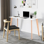 FurnitureR 47-Inch Dining Table for 4-6 People, Modern Rectangular Table with Solid Wood Legs, Multi-Purpose Space-Saving for Kitchen, Dining, Small Places, White