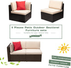 Devoko Patio Furniture Sofa Sets Outdoor All-Weather Sectional Corner Sofa and Armless Small Couch (Beige, 2 PCS Patio Sofa Set)