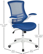 Flash Furniture Kelista Office Chair, Ergonomic, Mid-Back, White Frame, Blue Mesh with Swivel