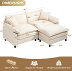 Oversized Modular Sectional Sofa, 80 Inch L Shaped Cloud Couch Set, 2-Seat Comfy Convertible Sofa with 1 Movable Ottoman, DIY Combination Sleeper Couch for Living Room(Chenille, Beige)