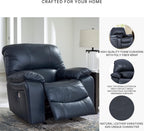 Signature Design By Ashley Leesworth Modern Power Rocker Recliner, USB Port, Gentle Rocking, Top Grain Leather and Matched Leather, 41" W x 41" D x 41" H, Blue