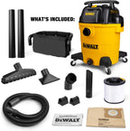 DEWALT 12 Gallon Poly Wet/Dry Vac, 5.5 HP Shop Vacuum Wet Vacuum Cleaner for Workshop, Jobsite, Commericial Area, Large Pick-Up Capacity, Yellow,DXV12P