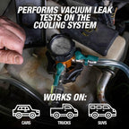 OEMTOOLS 24444 Coolant Vacuum Refill Kit, Coolant Pressure Tester Kit, 70–110 PSI Working Pressure, 5 Bushings, 1 Tapered Cone Adapter, Vacuum Leak Detector, Pressure Tester for Coolant System